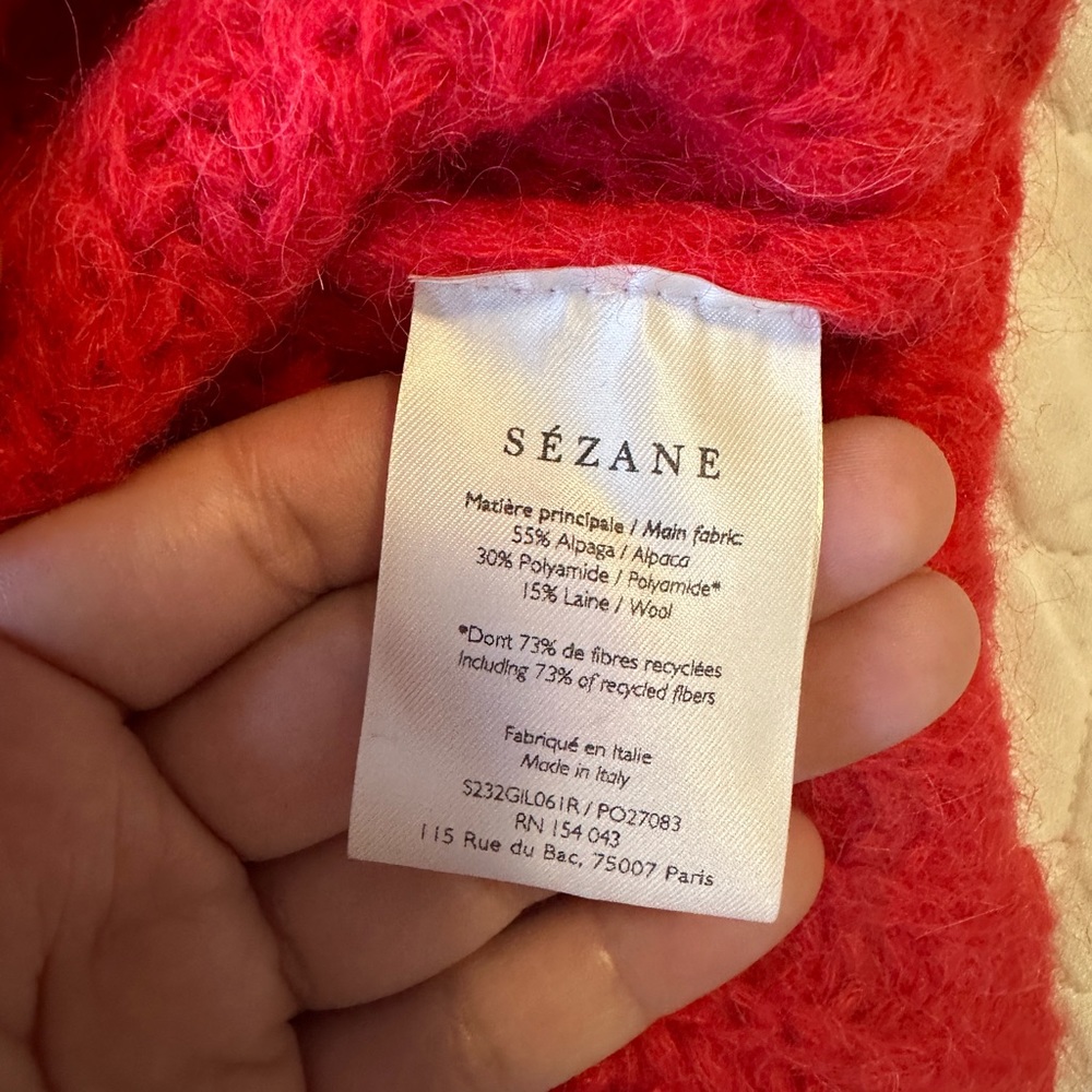 Sezane Emile Red Women's Cardigan Sweater - Picture 9 of 10